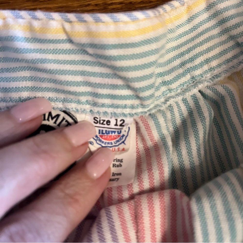 vintage Union rainbow cotton skirt striped coastal “12” 26” waist - Picture 6 of 9